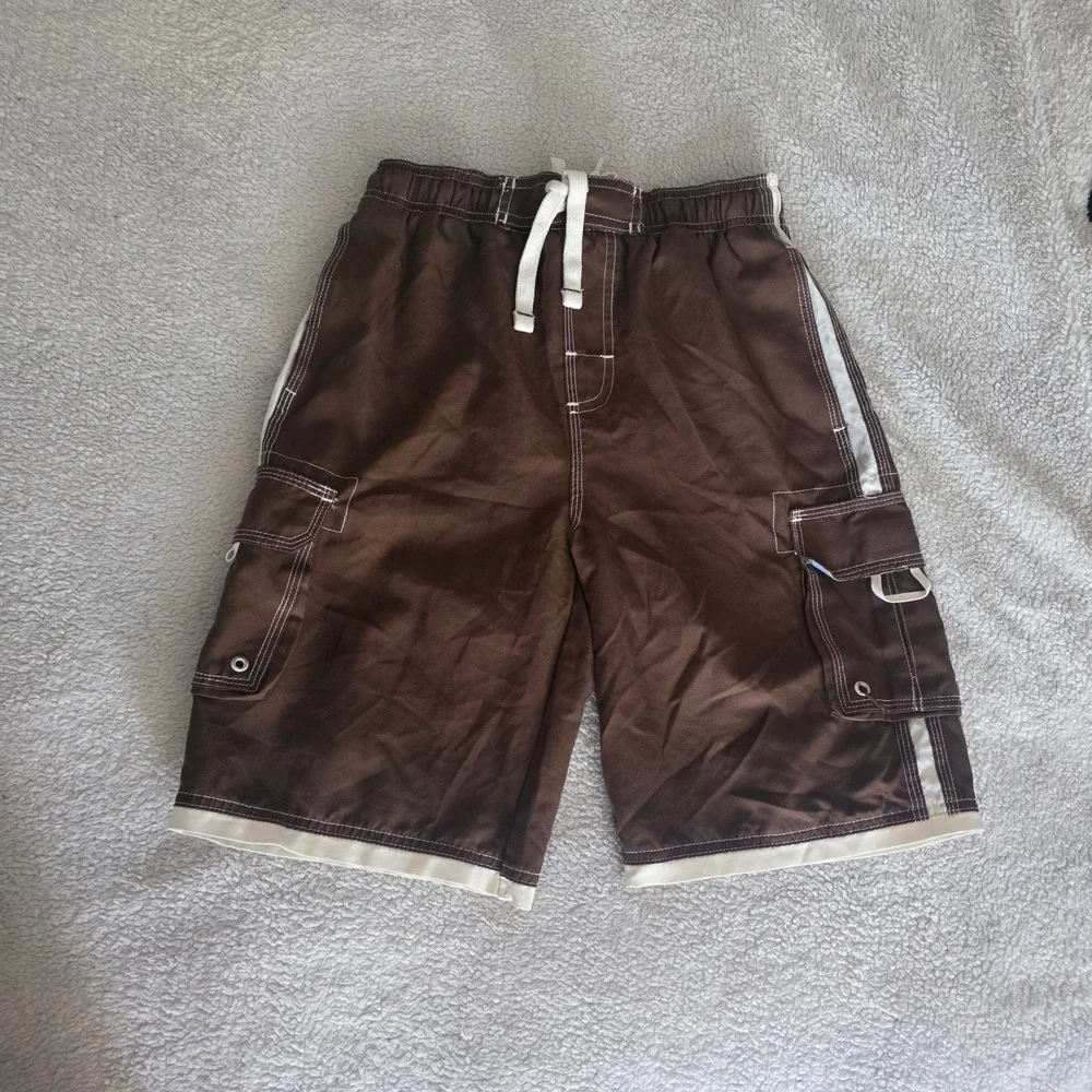 Sand N Sun Brown Boys Swim Trunks Size M 8/10